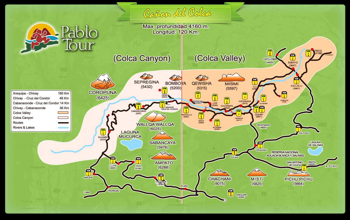 Colca Canyon & Colca Valley Map